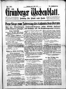 Grünberger Wochenblatt: Zeitung für Stadt und Land, No. 120. (23. Mai 1916)