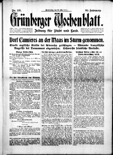 Grünberger Wochenblatt: Zeitung für Stadt und Land, No. 122. (25. Mai 1916)