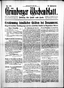 Grünberger Wochenblatt: Zeitung für Stadt und Land, No. 123. (26. Mai 1916)