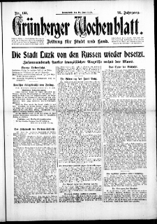 Grünberger Wochenblatt: Zeitung für Stadt und Land, No. 135. (10. Juni 1916)