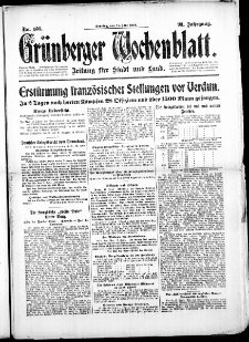 Grünberger Wochenblatt: Zeitung für Stadt und Land, No. 136. (11. Juni 1916)