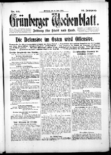 Grünberger Wochenblatt: Zeitung für Stadt und Land, No. 143. (21. Juni 1916)