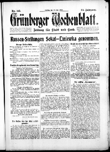 Grünberger Wochenblatt: Zeitung für Stadt und Land, No. 145. (23. Juni 1916)