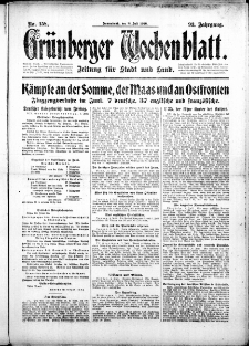 Grünberger Wochenblatt: Zeitung für Stadt und Land, No. 158. (8. Juli 1916)