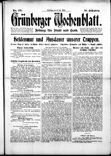 Grünberger Wochenblatt: Zeitung für Stadt und Land, No. 159. (9. Juli 1916)