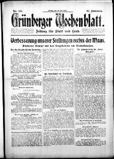 Grünberger Wochenblatt: Zeitung für Stadt und Land, No. 163. (14. Juli 1916)