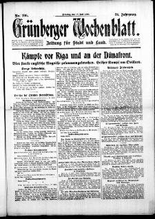 Grünberger Wochenblatt: Zeitung für Stadt und Land, No. 165. (16. Juli 1916)