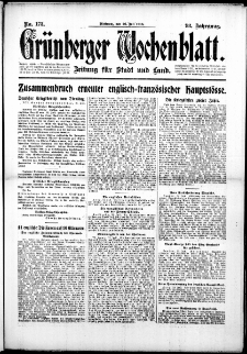 Grünberger Wochenblatt: Zeitung für Stadt und Land, No. 173. (26. Juli 1916)
