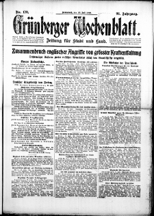 Grünberger Wochenblatt: Zeitung für Stadt und Land, No. 176. (29. Juli 1916)