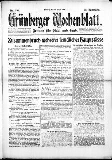 Grünberger Wochenblatt: Zeitung für Stadt und Land, No. 190. (15. August 1916)