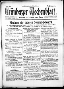 Grünberger Wochenblatt: Zeitung für Stadt und Land, No. 209. (6. September 1916)