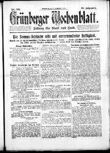 Grünberger Wochenblatt: Zeitung für Stadt und Land, No. 210. (7. September 1916)