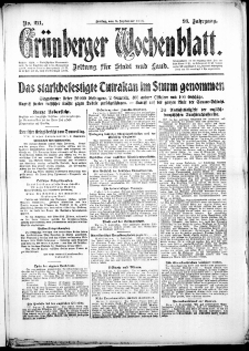 Grünberger Wochenblatt: Zeitung für Stadt und Land, No. 211. (8. September 1916)