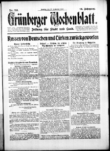 Grünberger Wochenblatt: Zeitung für Stadt und Land, No. 213. (10. September 1916)