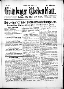 Grünberger Wochenblatt: Zeitung für Stadt und Land, No. 215. (13. September 1916)