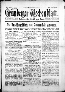 Grünberger Wochenblatt: Zeitung für Stadt und Land, No. 231. (1. Oktober 1916)