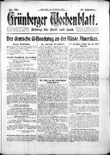 Grünberger Wochenblatt: Zeitung für Stadt und Land, No. 240. (12. Oktober 1916)