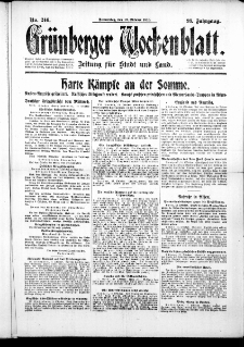 Grünberger Wochenblatt: Zeitung für Stadt und Land, No. 246. (19. Oktober 1916)
