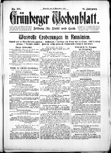 Grünberger Wochenblatt: Zeitung für Stadt und Land, No. 268. (14. November 1916)