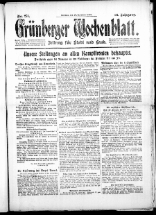 Grünberger Wochenblatt: Zeitung für Stadt und Land, No. 273. (19. November 1916)