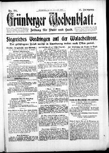 Grünberger Wochenblatt: Zeitung für Stadt und Land, No. 281. (30. November 1916)