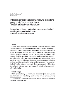 Integracja treści literackich z różnymi metodami pracy z dziećmi przedszkolnymi. Tydzień z Koziołkiem Matołkiem = Integration of literary content with various methods of working with preschool children. A week with Koziołek Matołek