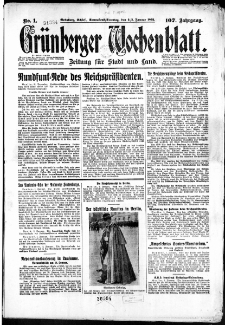 Grünberger Wochenblatt: Zeitung für Stadt und Land, No. 1. ( 2./ 3. Januar 1932)
