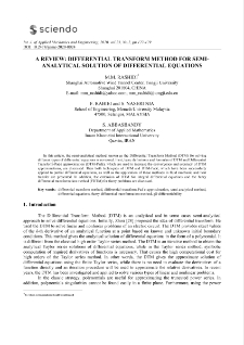 A review: differential transform method for semi-analytical solution of differential equations