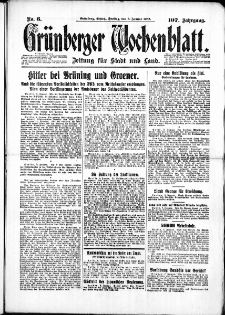 Grünberger Wochenblatt: Zeitung für Stadt und Land, No. 6. ( 8. Januar 1932)