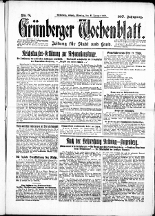 Grünberger Wochenblatt: Zeitung für Stadt und Land, No. 8. ( 11. Januar 1932)