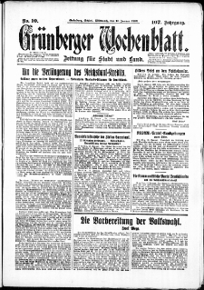 Grünberger Wochenblatt: Zeitung für Stadt und Land, No. 10. ( 13. Januar 1932)