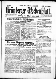 Grünberger Wochenblatt: Zeitung für Stadt und Land, No. 14. ( 18. Januar 1932)