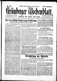 Grünberger Wochenblatt: Zeitung für Stadt und Land, No. 16. ( 20. Januar 1932)