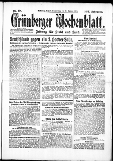 Grünberger Wochenblatt: Zeitung für Stadt und Land, No. 17. ( 21. Januar 1932)
