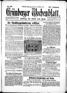 Grünberger Wochenblatt: Zeitung für Stadt und Land, No. 28. ( 3. Februar 1932)