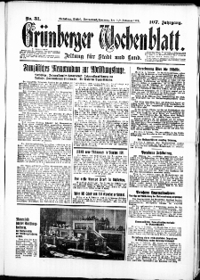 Grünberger Wochenblatt: Zeitung für Stadt und Land, No. 31. ( 6./ 7. Februar 1932)