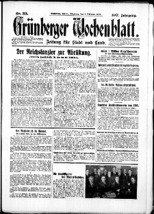 Grünberger Wochenblatt: Zeitung für Stadt und Land, No. 33. ( 9. Februar 1932)
