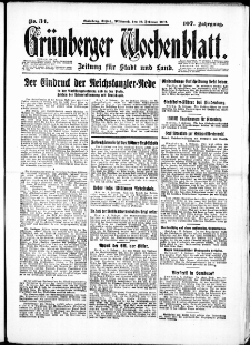 Grünberger Wochenblatt: Zeitung für Stadt und Land, No. 34. ( 10. Februar 1932)
