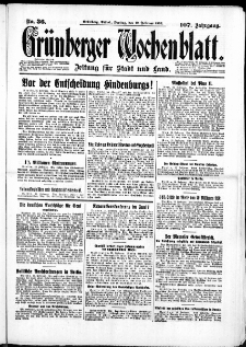 Grünberger Wochenblatt: Zeitung für Stadt und Land, No. 36. ( 12. Februar 1932)