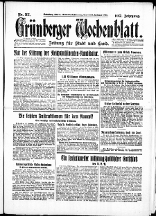 Grünberger Wochenblatt: Zeitung für Stadt und Land, No. 37. ( 13./ 14. Februar 1932)
