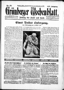 Grünberger Wochenblatt: Zeitung für Stadt und Land, No. 43. ( 20./ 21. Februar 1932)