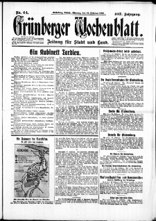 Grünberger Wochenblatt: Zeitung für Stadt und Land, No. 44. ( 22. Februar 1932)
