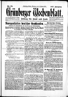 Grünberger Wochenblatt: Zeitung für Stadt und Land, No. 45. ( 23. Februar 1932)