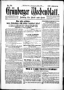 Grünberger Wochenblatt: Zeitung für Stadt und Land, No. 54. ( 4. März 1932)
