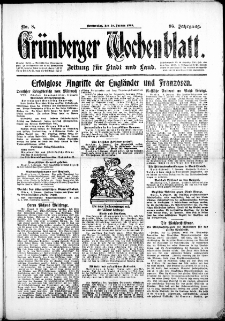 Grünberger Wochenblatt: Zeitung für Stadt und Land, No. 8. (10. Januar 1918)