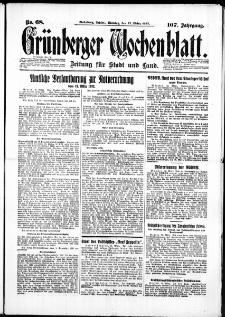 Grünberger Wochenblatt: Zeitung für Stadt und Land, No. 68. ( 21. März 1932)