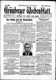 Grünberger Wochenblatt: Zeitung für Stadt und Land, No. 69. ( 22. März 1932)