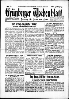 Grünberger Wochenblatt: Zeitung für Stadt und Land, No. 71. ( 24./ 25. März 1932)