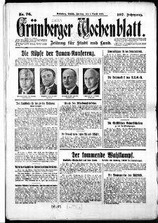 Grünberger Wochenblatt: Zeitung für Stadt und Land, No. 76. ( 1. April 1932)