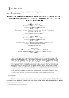 Effect of rayleigh number on internal eccentricity in a heated horizontal elliptical cylinder to its coaxial square enclosure